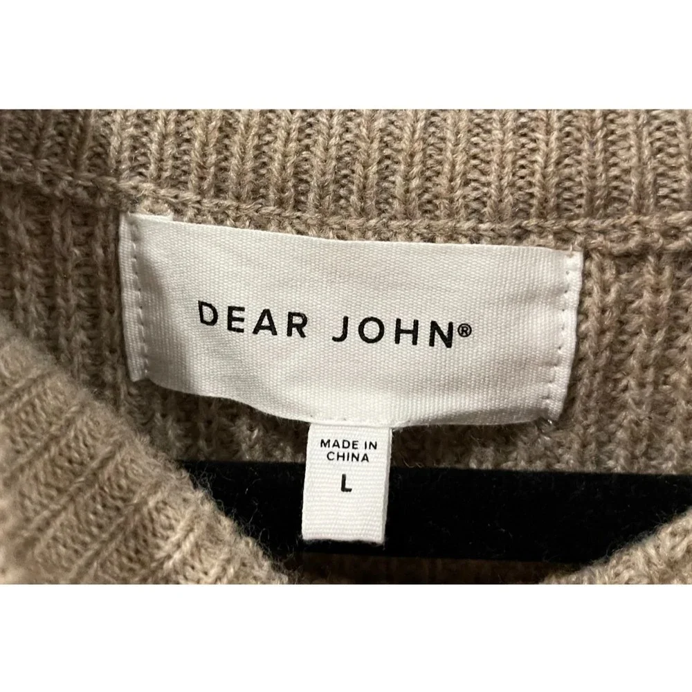 DEAR JOHN Felicia Peplum Tan Long Sleeve Fall Sweater - Picture 6 of 8